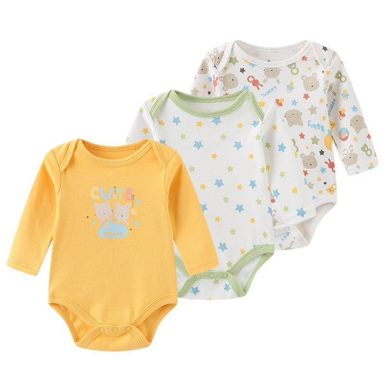 Baby Jumpsuit Cotton Long Sleeved Three Piece Set