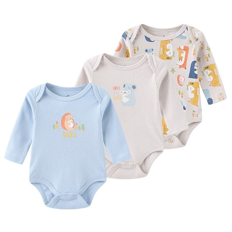 Baby Jumpsuit Cotton Long Sleeved Three Piece Set