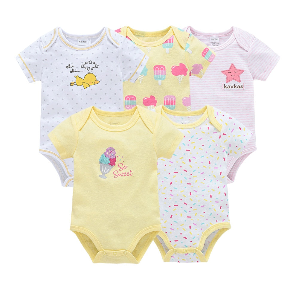 5-piece Baby Jumpsuit With Short Sleeves And Hips