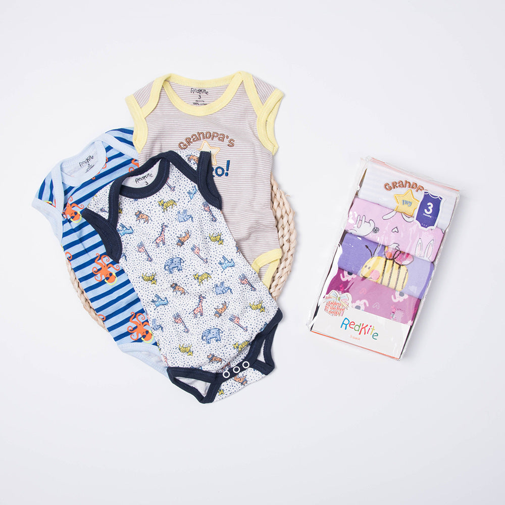 5 Pieces of Cotton Baby Sleeveless One-piece Romper