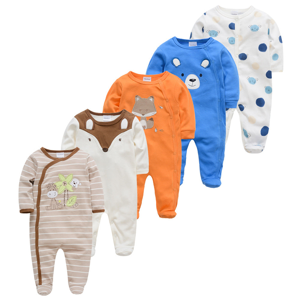 Cotton Toddler Clothes 5-piece Long-sleeved Baby Jumpsuit