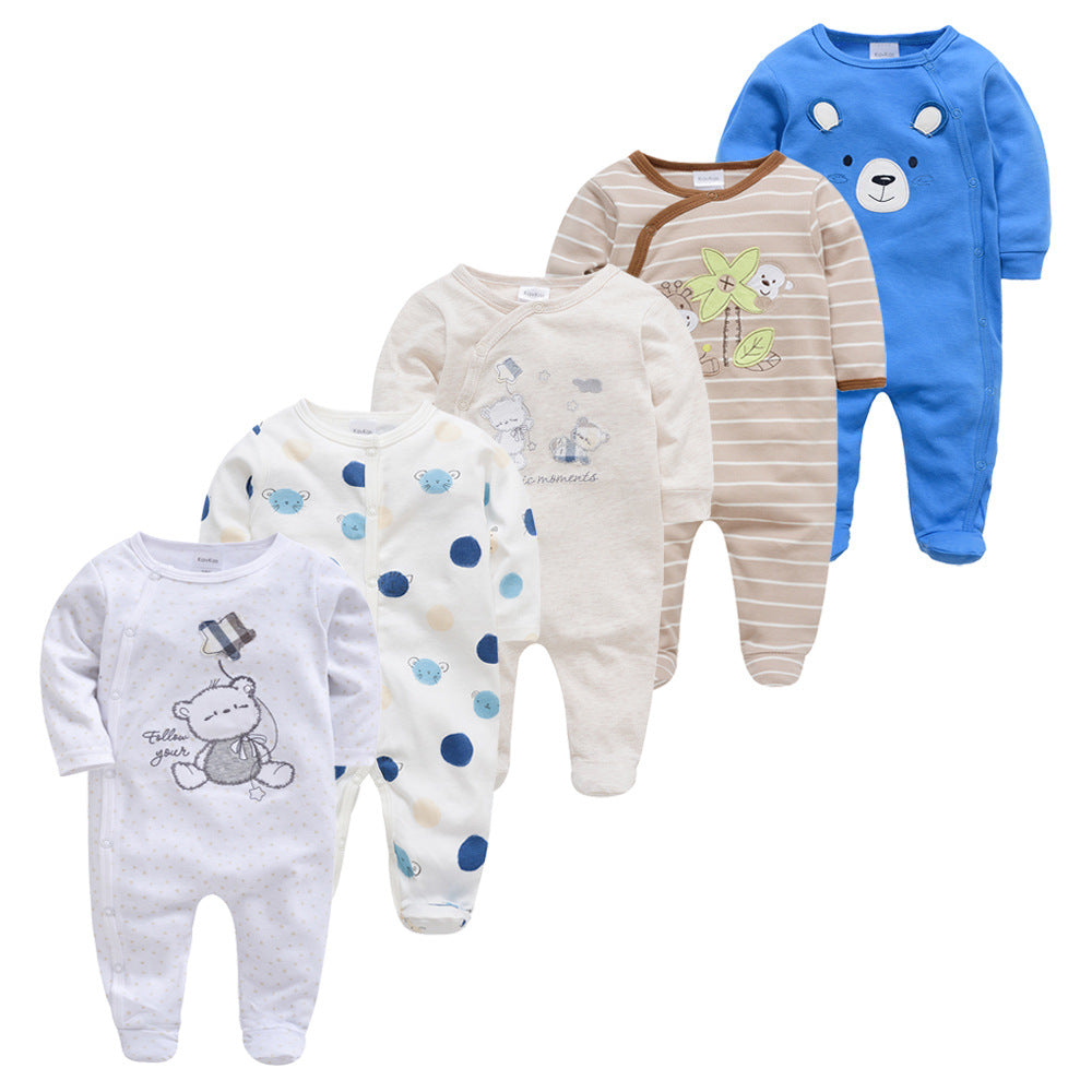 Cotton Toddler Clothes 5-piece Long-sleeved Baby Jumpsuit