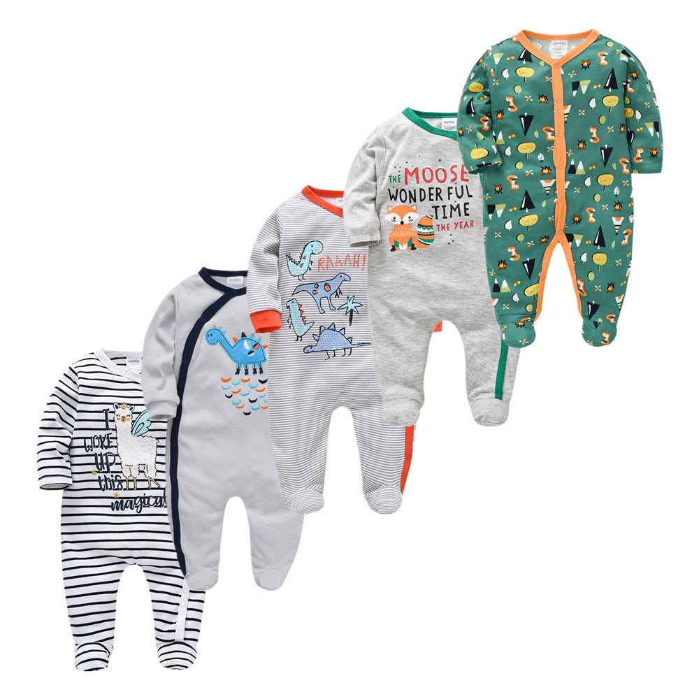 Cotton Toddler Clothes 5-piece Long-sleeved Baby Jumpsuit