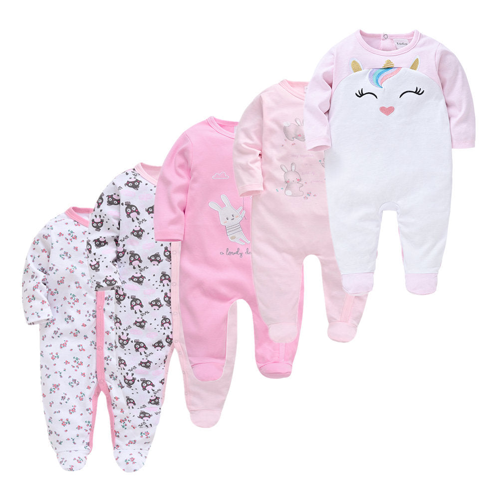 Cotton Toddler Clothes 5-piece Long-sleeved Baby Jumpsuit