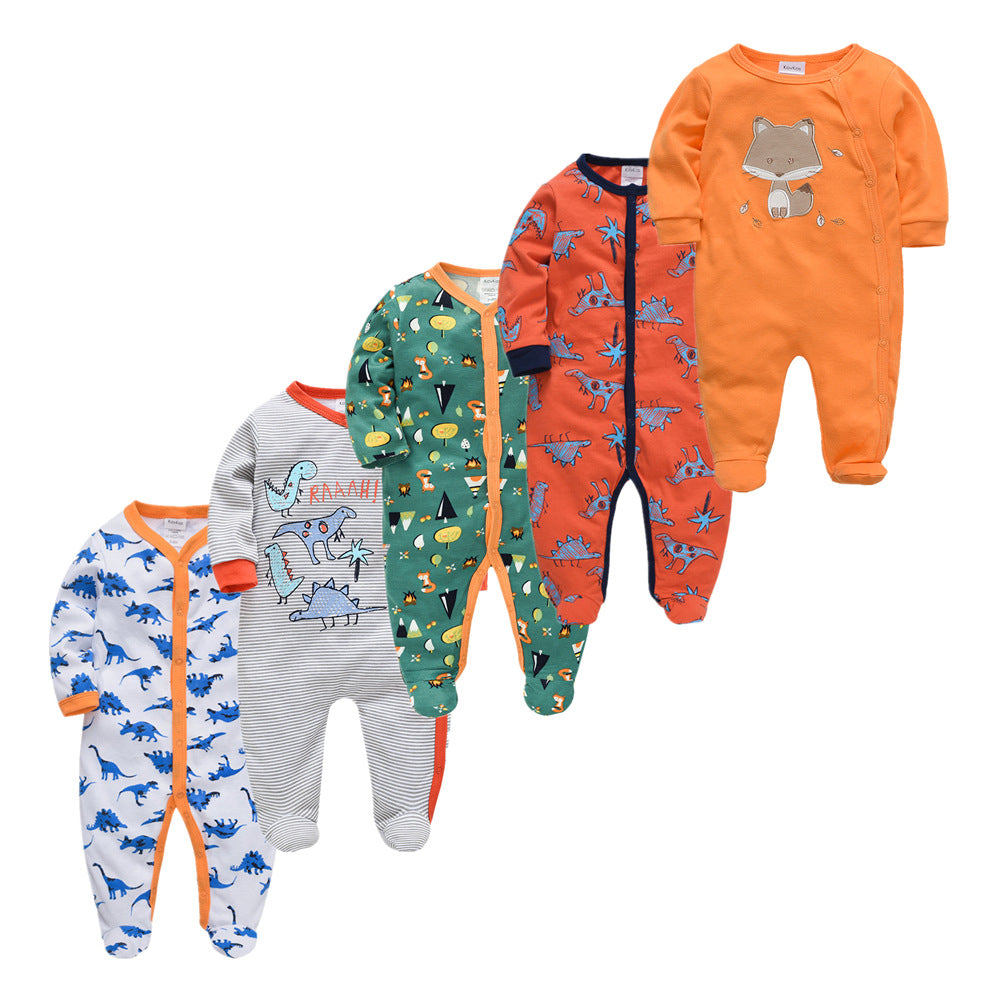 Cotton Toddler Clothes 5-piece Long-sleeved Baby Jumpsuit
