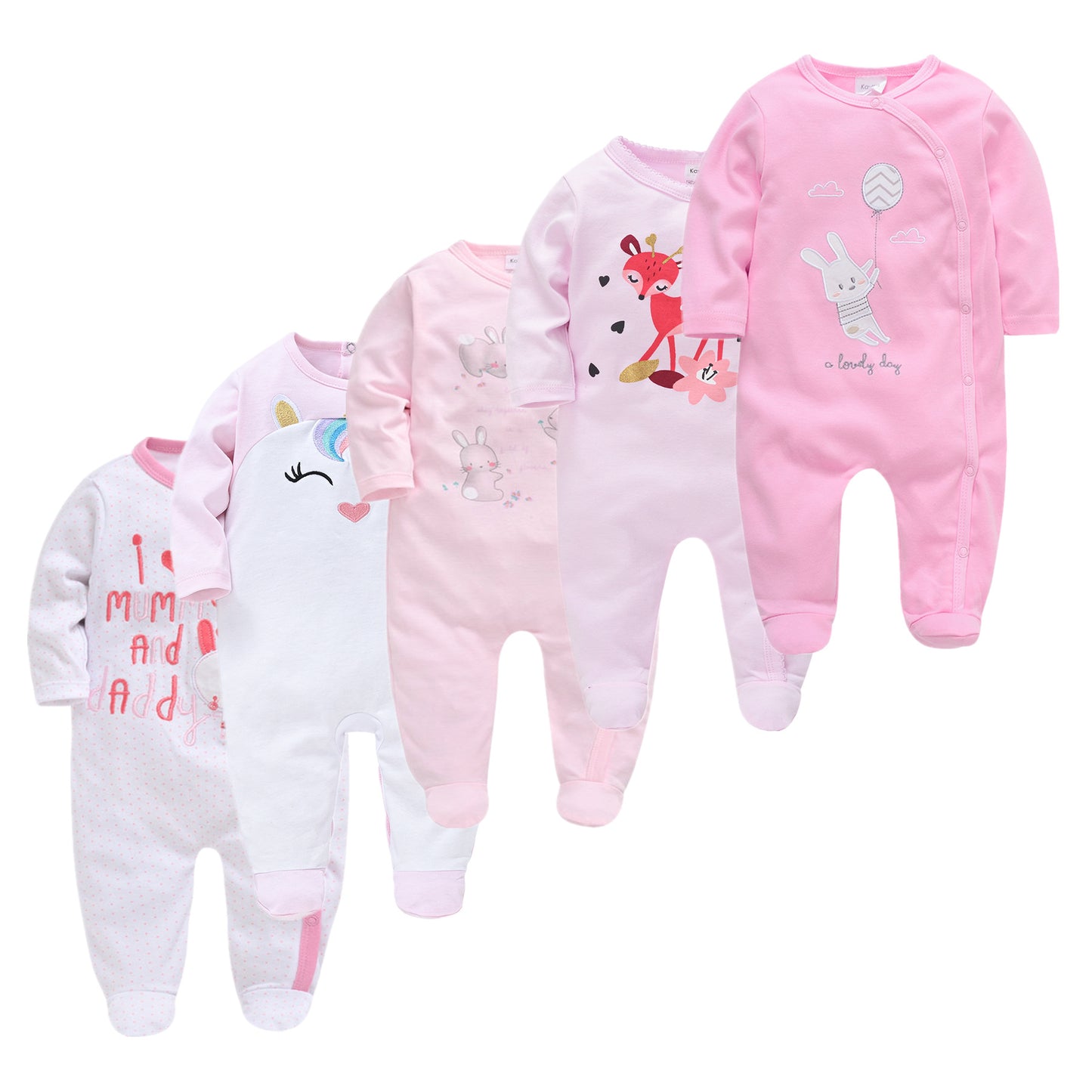 Cotton Toddler Clothes 5-piece Long-sleeved Baby Jumpsuit