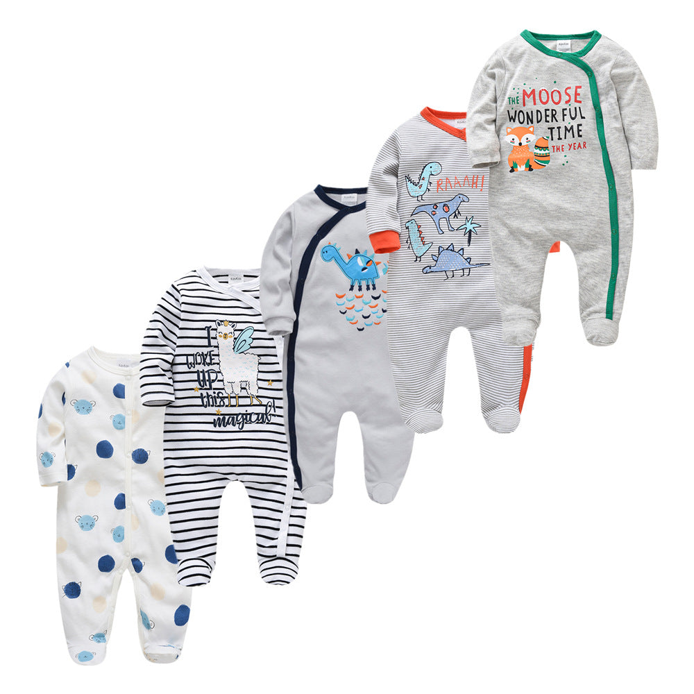Cotton Toddler Clothes 5-piece Long-sleeved Baby Jumpsuit