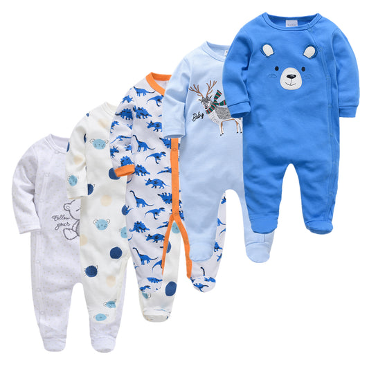 Cotton Toddler Clothes 5-piece Long-sleeved Baby Jumpsuit